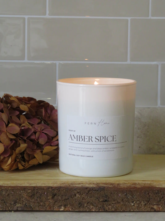 Amber Spice Soy Wax Candle - Frosted Glass