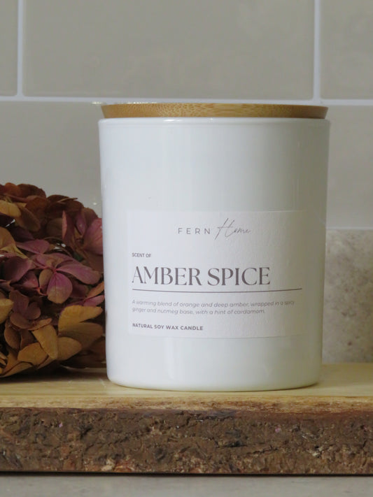 Amber Spice Soy Wax Candle - Frosted Glass
