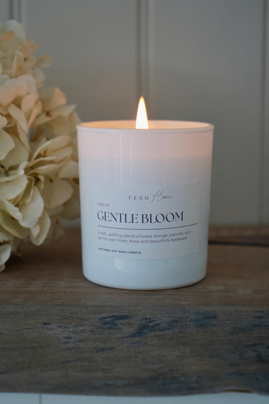 Gentle Bloom Natural Soy Wax Candle - Frosted Glass