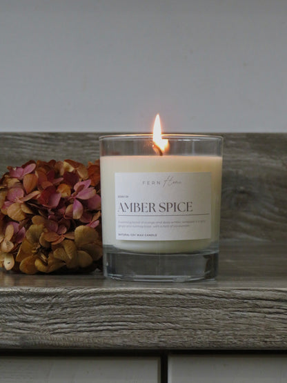 Amber Spice Soy Wax Candle - Clear Glass