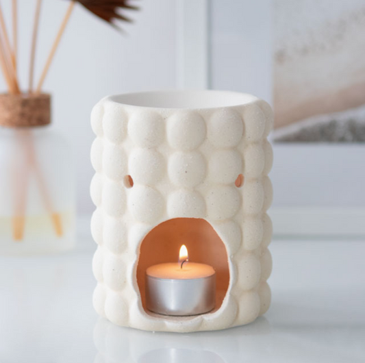 Cream Speckle Bubble Oil Burner and Wax Warmer